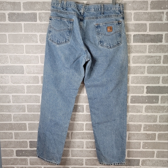 Carhartt Relaxed Fit Light Wash Denim Work Jean Men's Size 38 x 32 - Picture 7 of 14